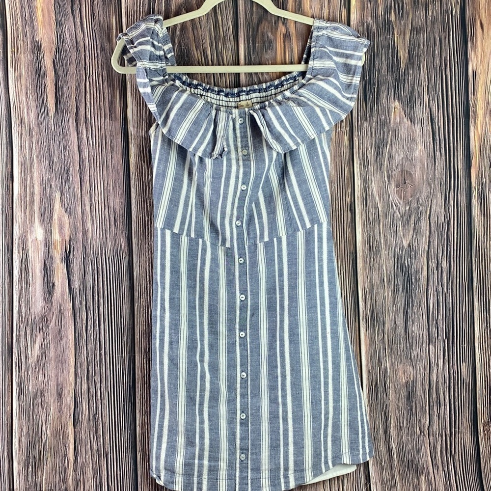 Hollister Blue Stripped Off Shoulder Dress